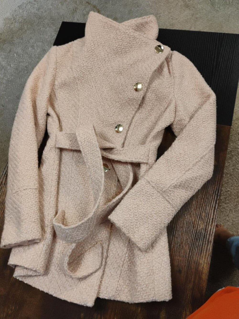 INC International Concepts Blush Textured Belted Coat XS